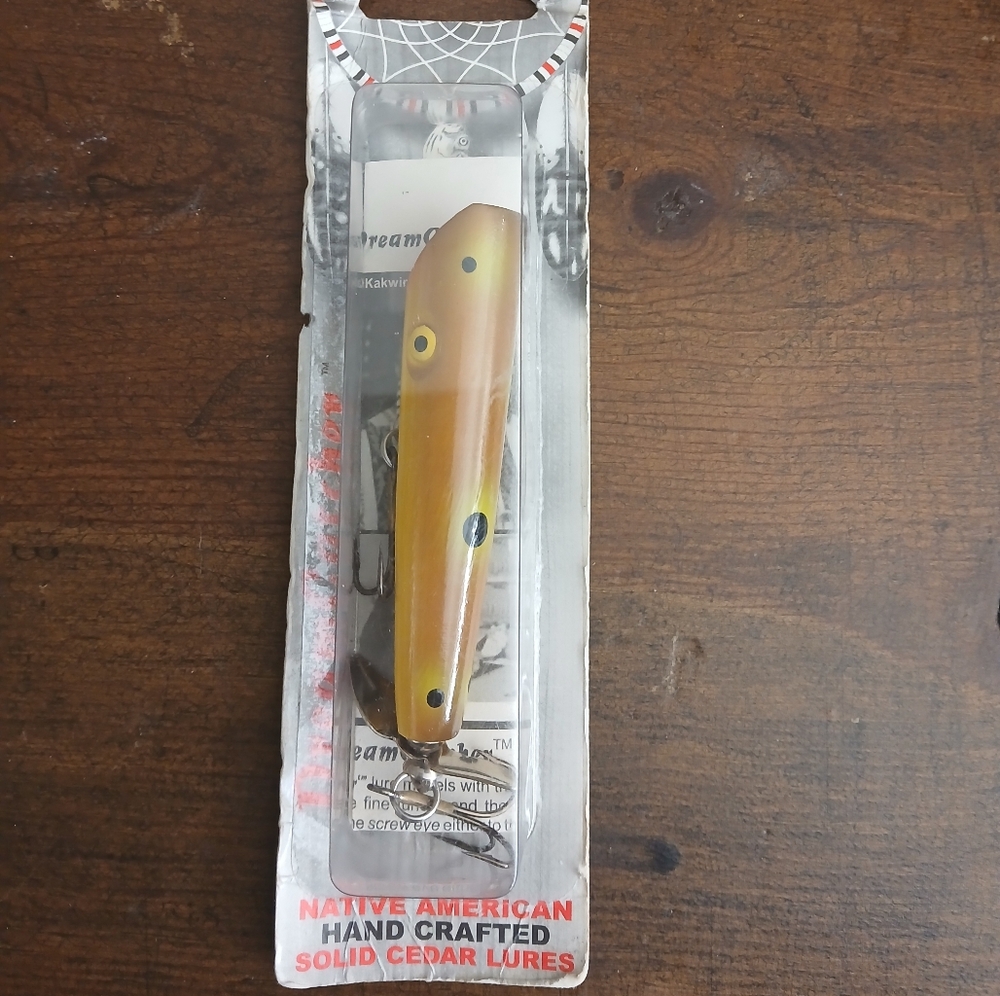 NOS Vintage Solid Cedar Dream Catcher Fishing Lure